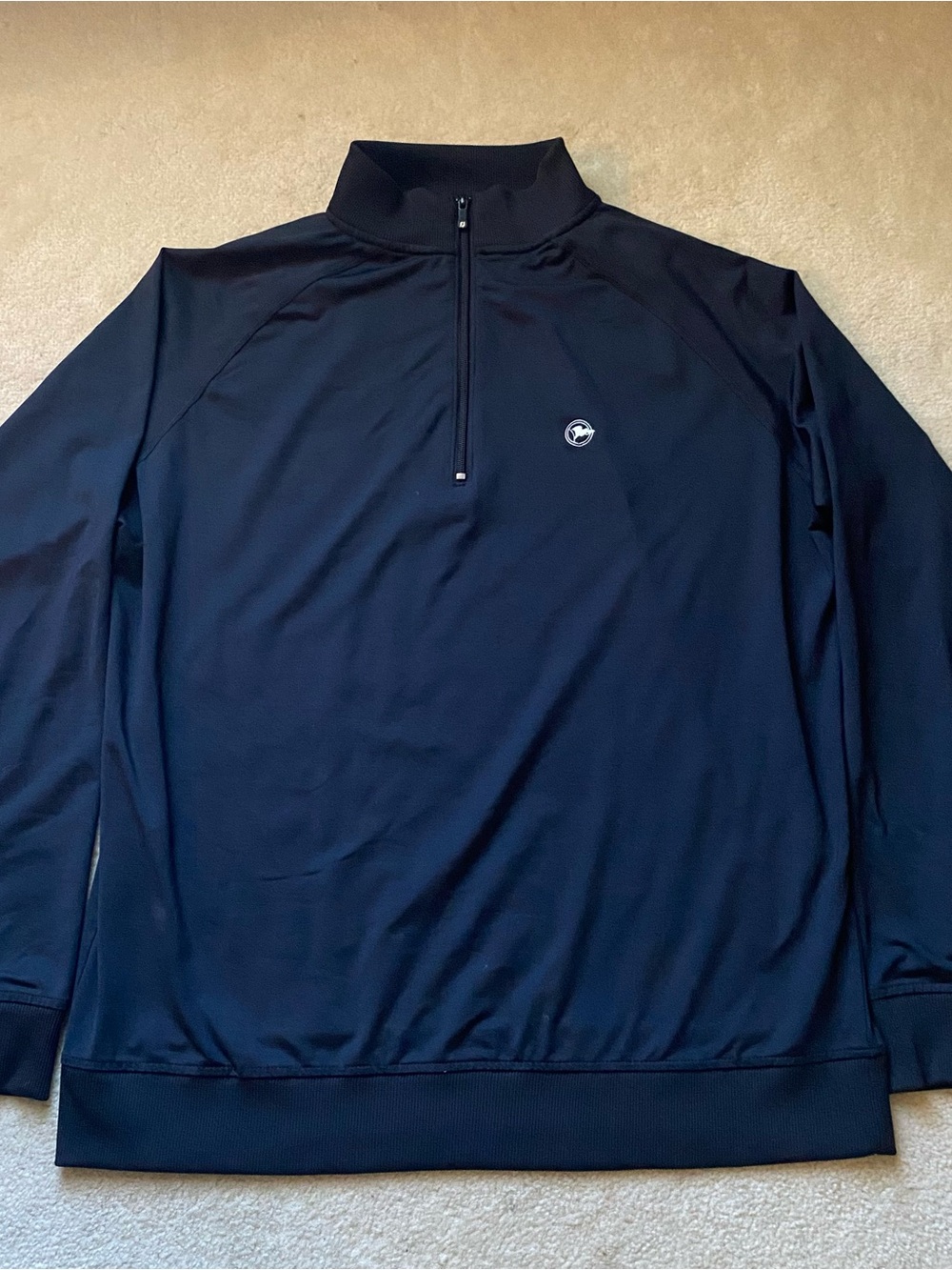 Foot Joy Mock Neck Quarter Zip Pullover Black Long Sleeve Shirt Mens XL Flag